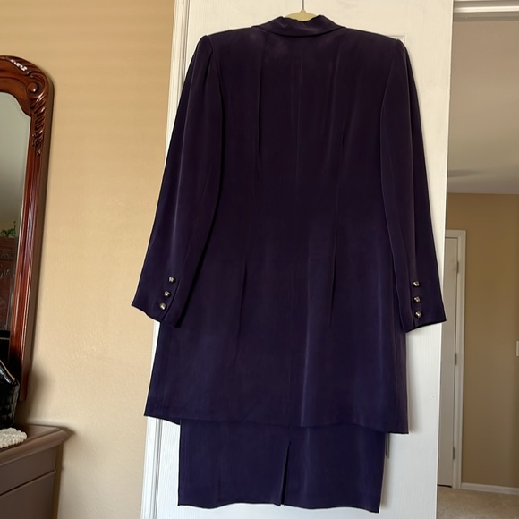 Dana Buchman Deep Purple Silk Blazer and Dress Set sz 8 - Picture 3 of 5